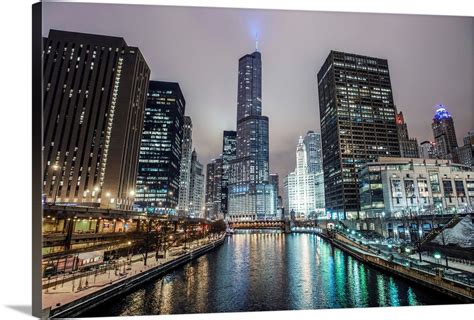 Chicago Skyline at Night Wall Art, Canvas Prints, Framed Prints, Wall ...