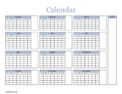 Printable Blank Year Calendar Template By Month Editable Calendar ...