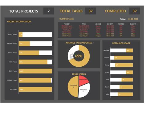 Project Management Dashboard Template Excel