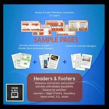 Headers & footers in Microsoft Word by Tech 4 All | TpT
