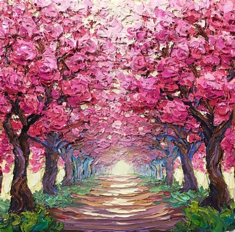 Realistic Cherry Blossom Tree Wall Painting - Mural Wall