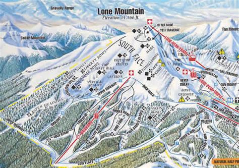 Big Sky Resort Ski Map : South Face and South Wall