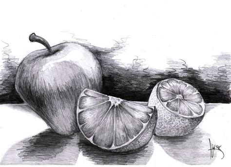 Fruit pencils | Still life drawing, Vegetable drawing, Fruits drawing