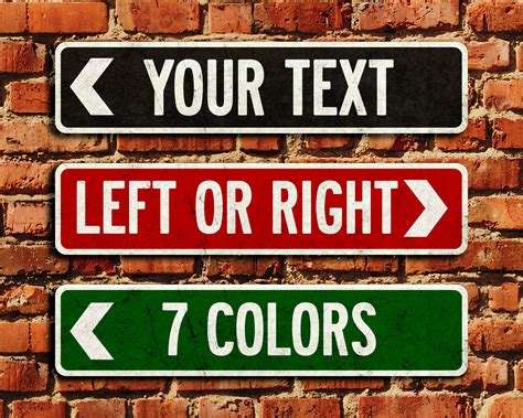 Custom Street Sign Vintage Design 6 Color Choices Left of Right - Etsy ...