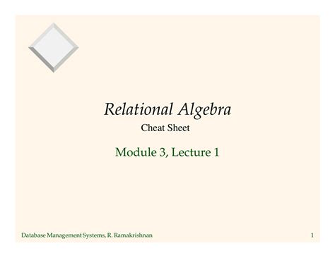 Relational algebra cheat sheet | Cheat Sheet Database Management ...