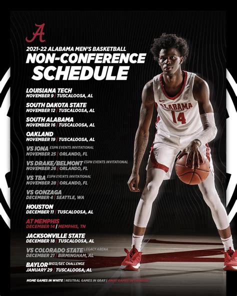 Alabama Men's Basketball Announces 2021-22 Non-Conference Schedule ...