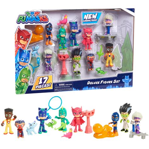 PJ Masks Deluxe Figure Set, 17 Pieces for PJ Masks Toys and Playsets ...