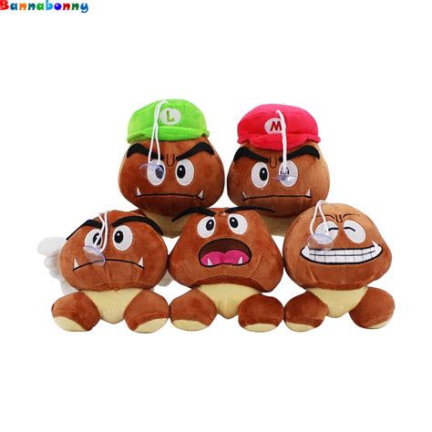 15CM Super Mario Bros Goomba Plush Toy Smile Amazed With Wings Hats ...