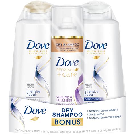 Dove Intensive Repair Shampoo & Conditioner with Bonus Refresh+Care Dry ...