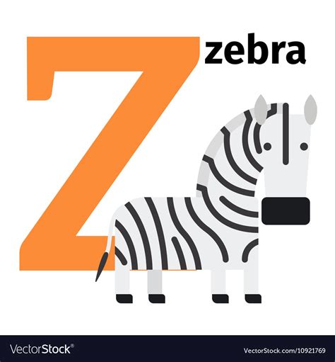 English animals zoo alphabet letter z Royalty Free Vector