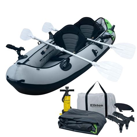 Elkton Outdoors Cormorant 2 Person Tandem Inflatable Fishing Kayak ...