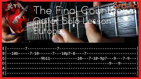 The Final Countdown Guitar Solo Lesson - Europe (with tabs) - YouTube