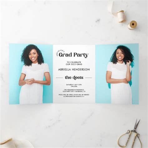 Modern 5 Photo Graduation Tri-Fold Invitation | Zazzle