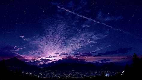 Purple Anime Night Sky Wallpapers - Wallpaper Cave