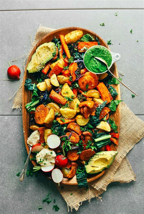 Roasted Veggie Salad with Magic Green Sauce | Minimalist Baker Recipes