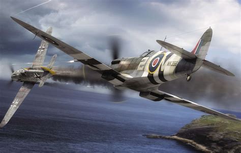 Wallpaper Messerschmitt, Air force, WW2, Royal Air Force, Painting ...