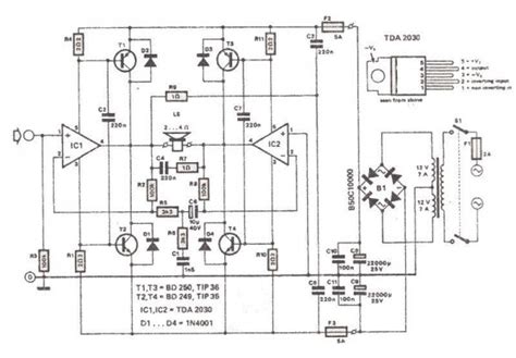 200 Watt Amplifier Circuit Diagram using TDA2030 | Electronic Circuits ...