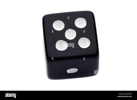 Black dice with number five a over white background Stock Photo - Alamy