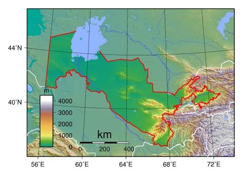 Grande mapa físico de Uzbekistán | Uzbekistán | Asia | Mapas del Mundo