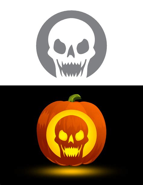 Printable Scary Skull Pumpkin Stencil