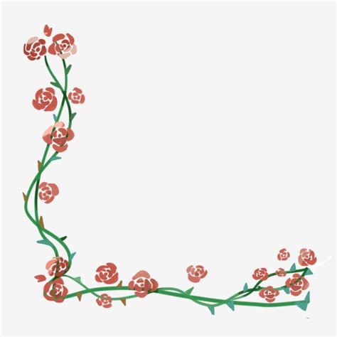 Rose Vine PNG Transparent, Rose Vine Hand Pocket Border, Rose, Garland ...