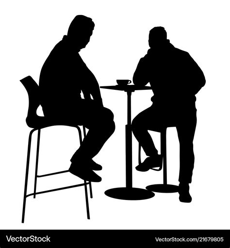 Two mans silhouette sitting at a table Royalty Free Vector