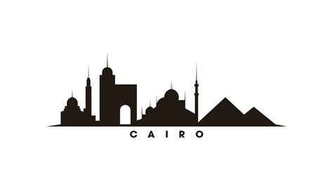 Cairo Egypt skyline and landmarks silhouette vector 26118984 Vector Art ...