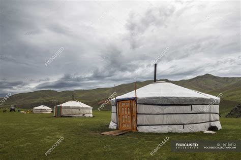 Typical nomadic tents — landscape, yurta - Stock Photo | #166130512