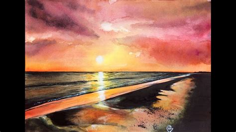 Watercolor Sunset Sky Real Time Painting Demonstration - YouTube