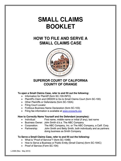 Fillable Online occourts SPR16-08 Small Claims: Plaintiff's Claim and ...