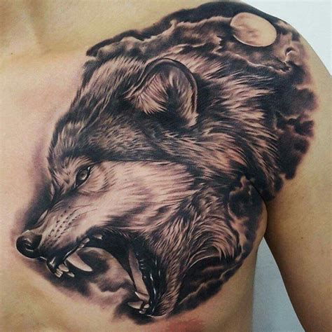 Possible chest tattoo | Wolf tattoos, Cool chest tattoos, Chest tattoo wolf