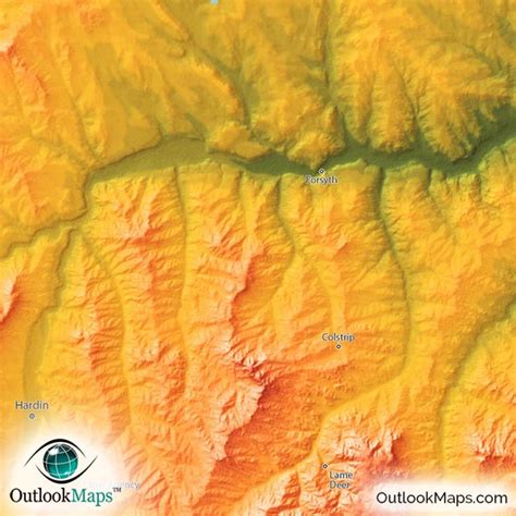 Montana Topography Map | Physical Style with Colorful Mountains