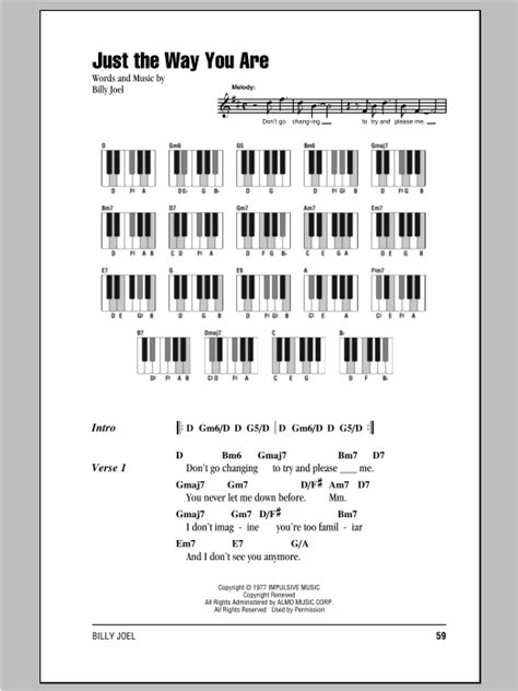 Just The Way You Are sheet music by Billy Joel (Lyrics & Piano Chords ...