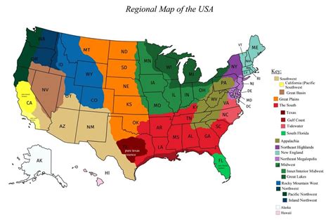 Regions Of United States Map