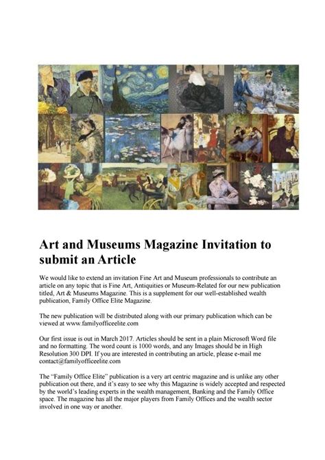 Submit an article to Art and Museum Magazine by Family Office Magazine ...