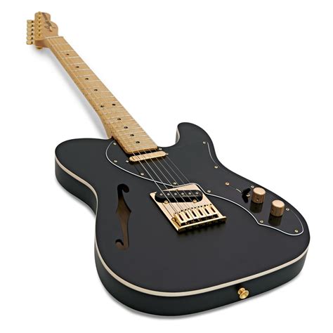 Fender FSR Telecaster Deluxe Thinline, Satin Black w/ Gold Hardware at ...