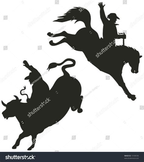 Rodeo Cowboy Silhouette Stock Vector 13106536 - Shutterstock