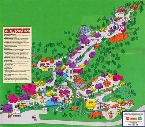 Theme Park Brochures DollyWood Map 1992 | ThemeParkBrohures.net