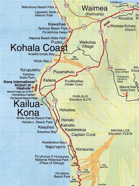 Image: Map of Kona Coast, Hawaii | Kona coast, Kona hawaii, Hawaii island