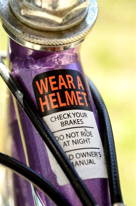 Safety Warning on Bicycle Frame Stock Image - Image of lifestyle ...