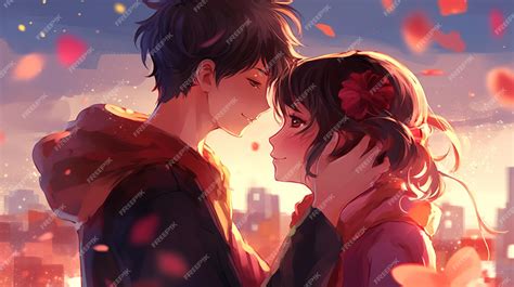 Premium AI Image | Anime girl and boy romance relationship and ...