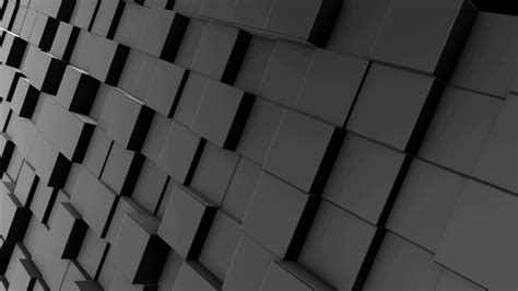 Abstract dynamic black cube blocks wall with random motion. Realistic ...