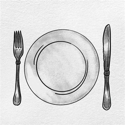 How to Draw a Knife And Plate - HelloArtsy