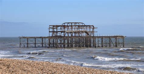 West pier ruins editorial photo. Image of steel, shell - 119088656