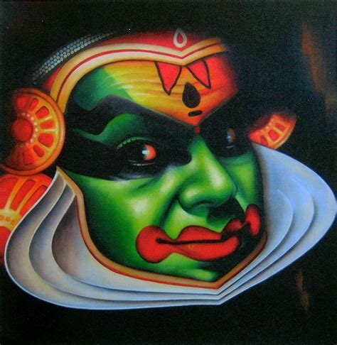 KATHAKALI HALF FACE ART (ART_5557_66839) Handpainted Art Painting 24in ...