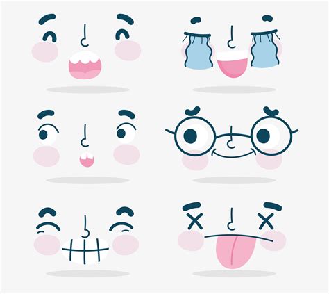 Kawaii emoji faces set 1234460 Vector Art at Vecteezy