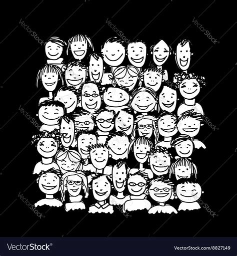 Group of people sketch for your design Royalty Free Vector