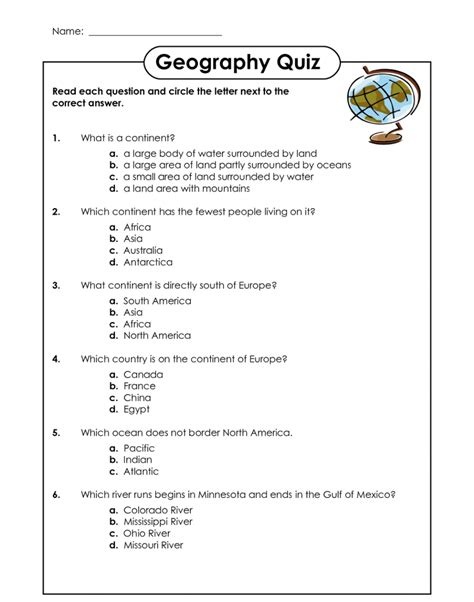 Human Geography Worksheets Pdf