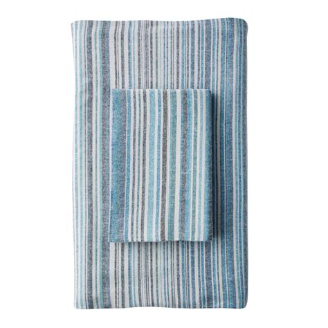 The Company Store Bromley Stripe Blue Flannel Queen Fitted Sheet 50238B ...