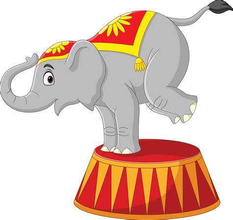 Cartoon funny circus elephant on podium 8734679 Vector Art at Vecteezy